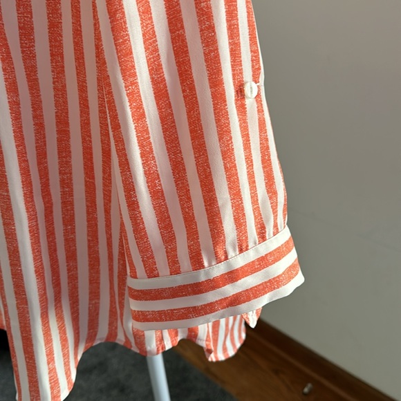 By&By women’s button down blouse. Size Large. Light orange& white stripe. - Picture 6 of 12